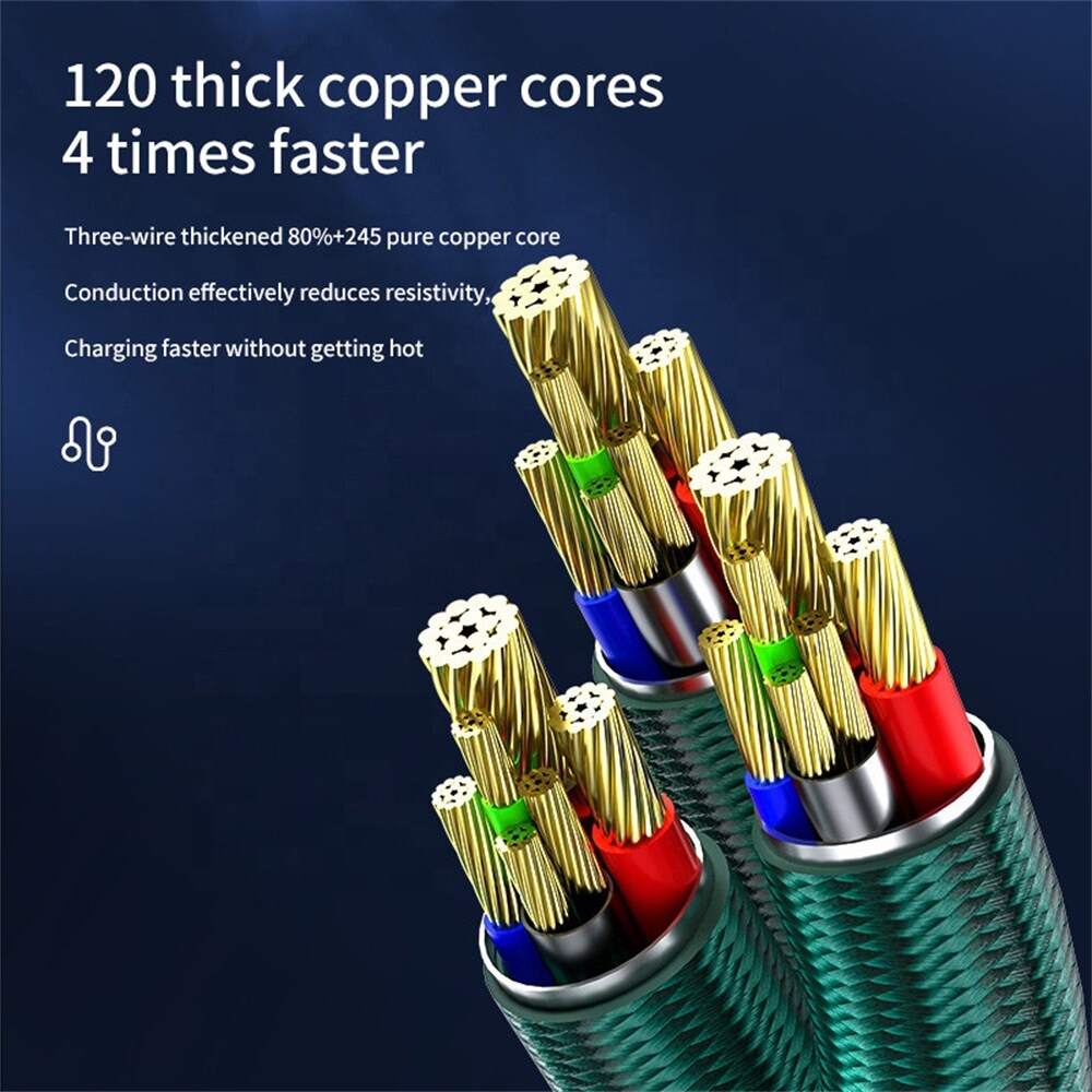 {hot} 6A 3 in 1 Charging Cable Type-C Micro USB Fast Charger Data Cables For iPhone Sansung Xiaomi Huawei