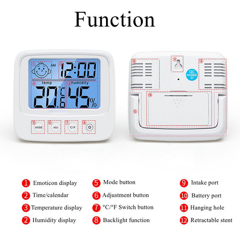 [Hàng Có Sẵn] Máy Đo Độ Ẩm Nhiệt Độ Kỹ Thuật Số KIPRUN, Nhiệt Kế Điện Tử LCD Trong Nhà Có Đèn Nền Máy Đo Độ Ẩm Máy Đo Độ Ẩm Cảm Biến Nhiệt Kế Máy Đo Độ Ẩm Thiết Kế Mặt Cười Có Lỗ Treo