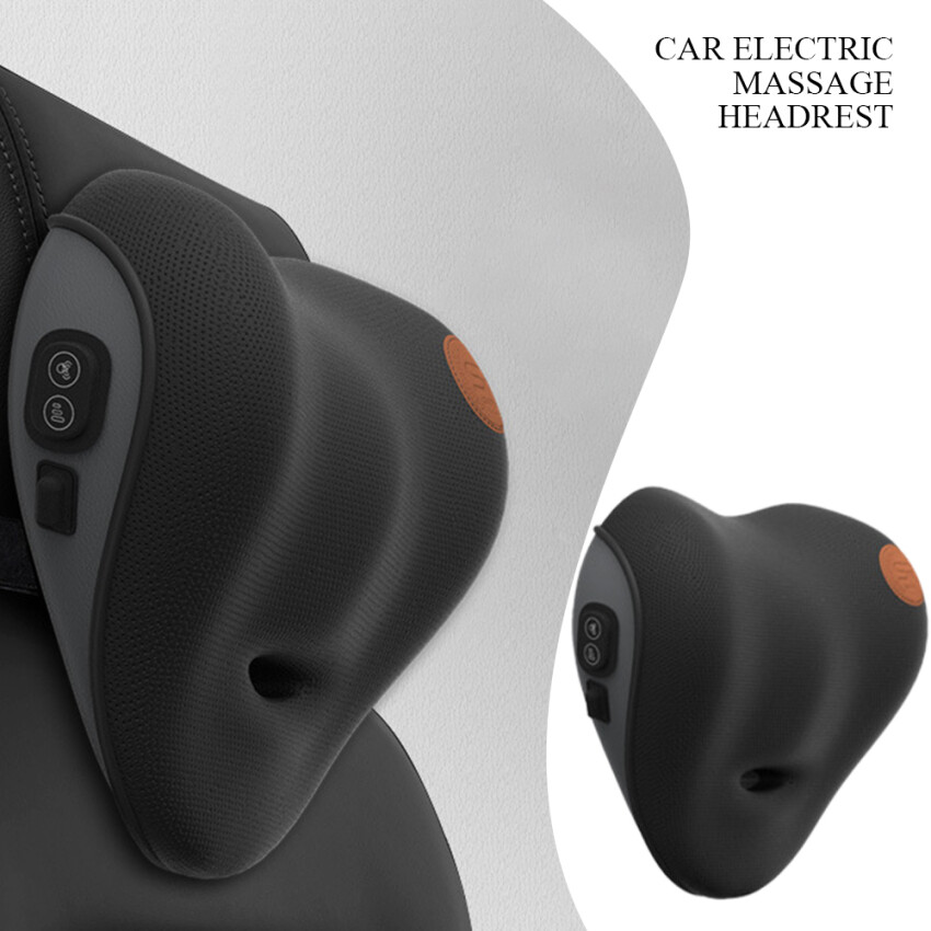 【In Stock】1PC Electric Charging Massage Neck Support Pillow /Car Seat Back Support Headrest Pillow Simulation Human Massage Car Back Travel Home Office