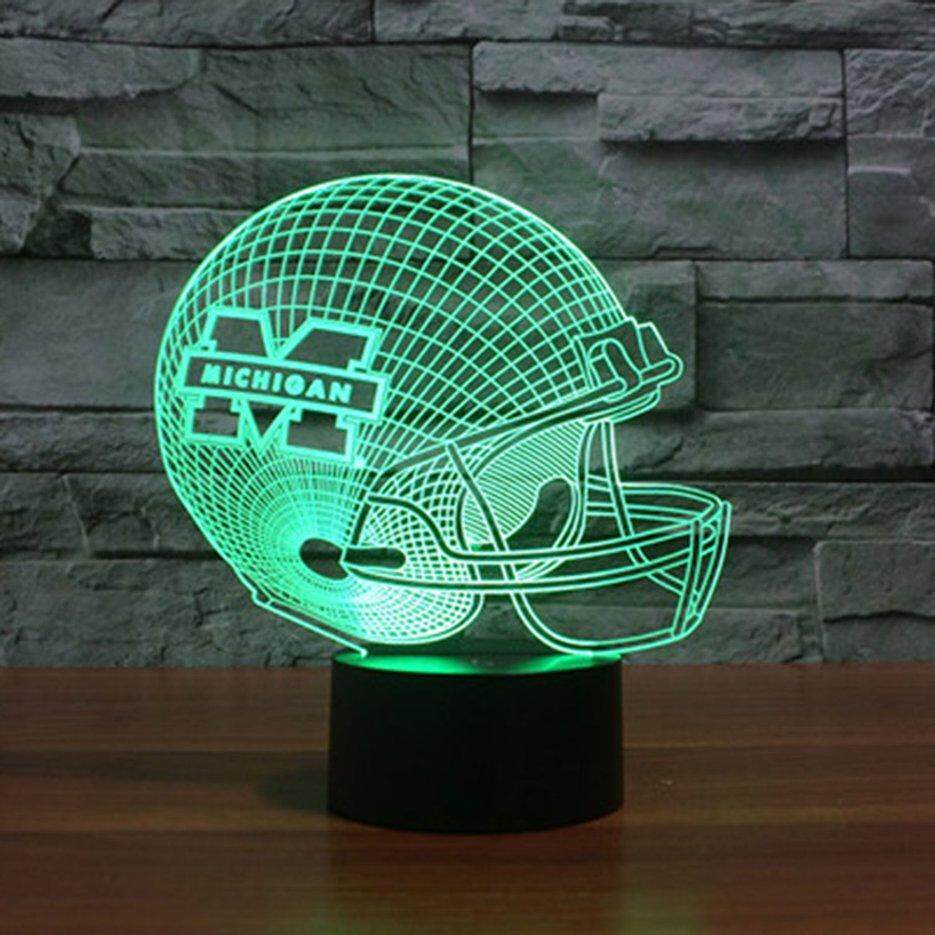 Nóng Người Bán Michigan Nắp Hình Cảm Ứng Đèn 7 Màu Đèn Đổi 3D Đèn Ngủ LED