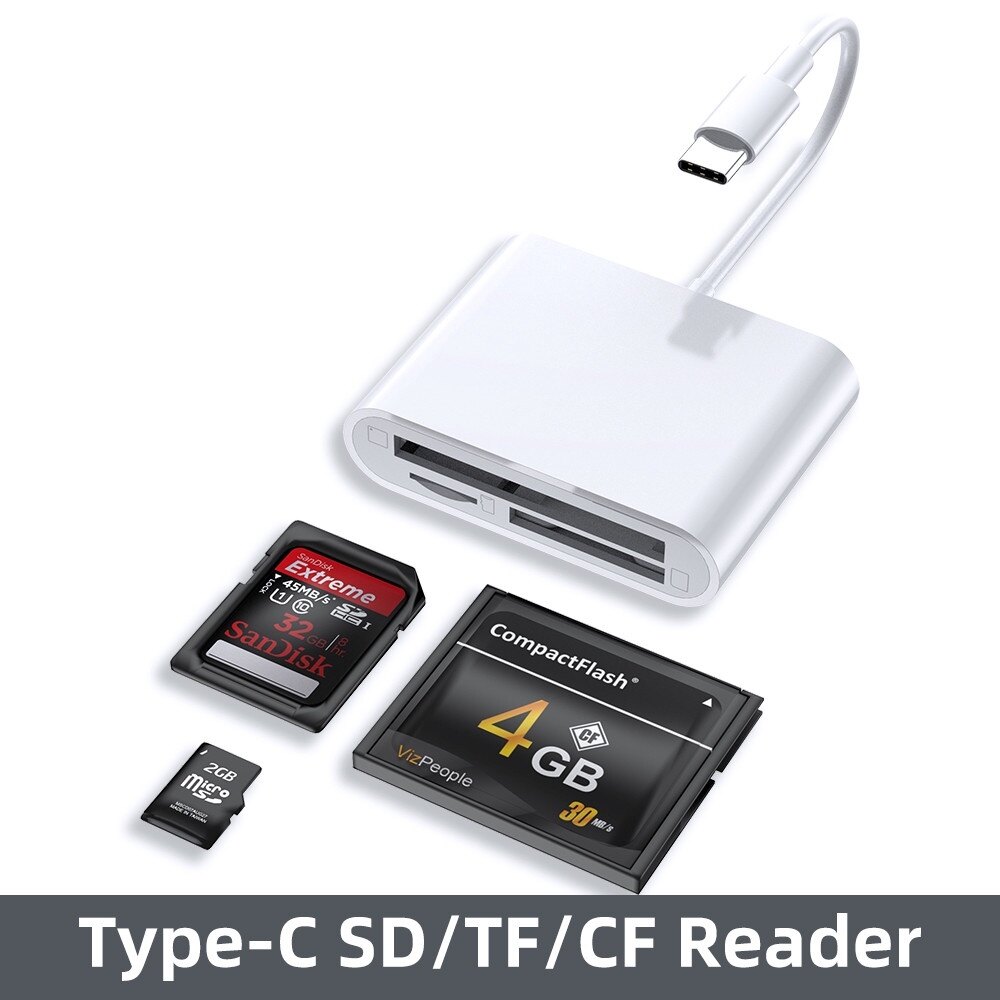 Atoyin Đầu Đọc Thẻ Type-C Bộ Mở Rộng Bộ Nhớ Điện Thoại Bộ Chuyển Đổi Bộ Nhớ Máy Ảnh TF/SD/CF Cho Huawei Realme Xiaomi Bộ Chuyển Đổi OTG