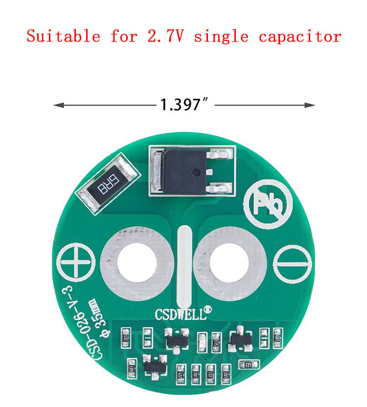 35mm 2.7V 500F Super Farad Capacitor Balance Board Round Protection Module