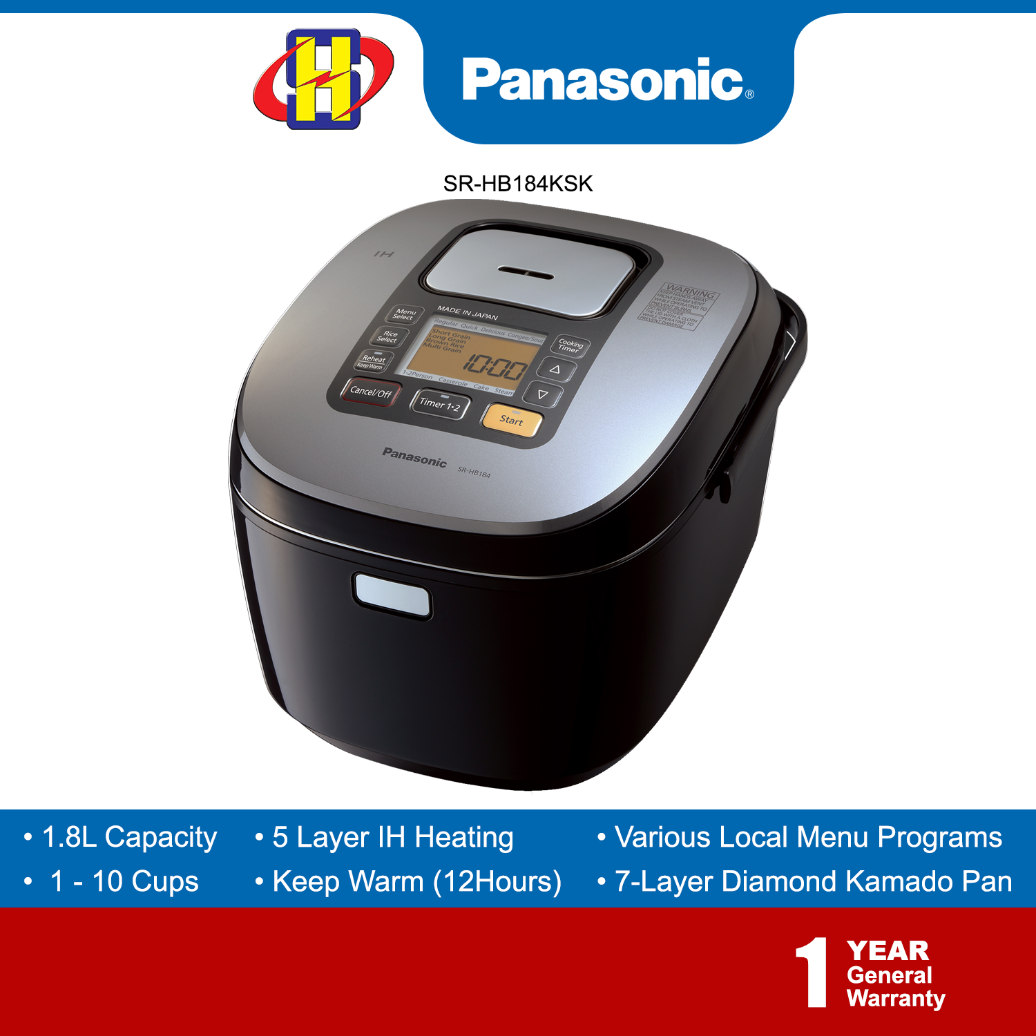 Panasonic Rice Cooker (1.8L) Made In Japan Various Local Menu Programs
