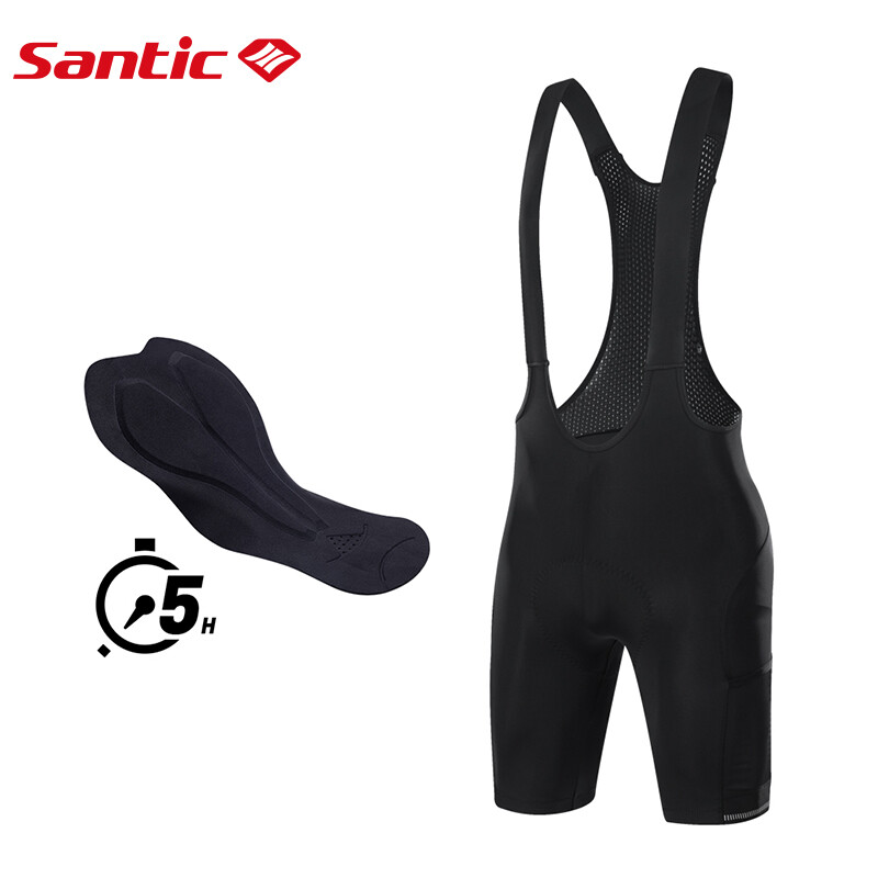 Santic Men Cycling Bib Shorts Road Bike Shorts 4D Padding Breathable Quick-drying Reflective Mesh Pocket WM3C05175