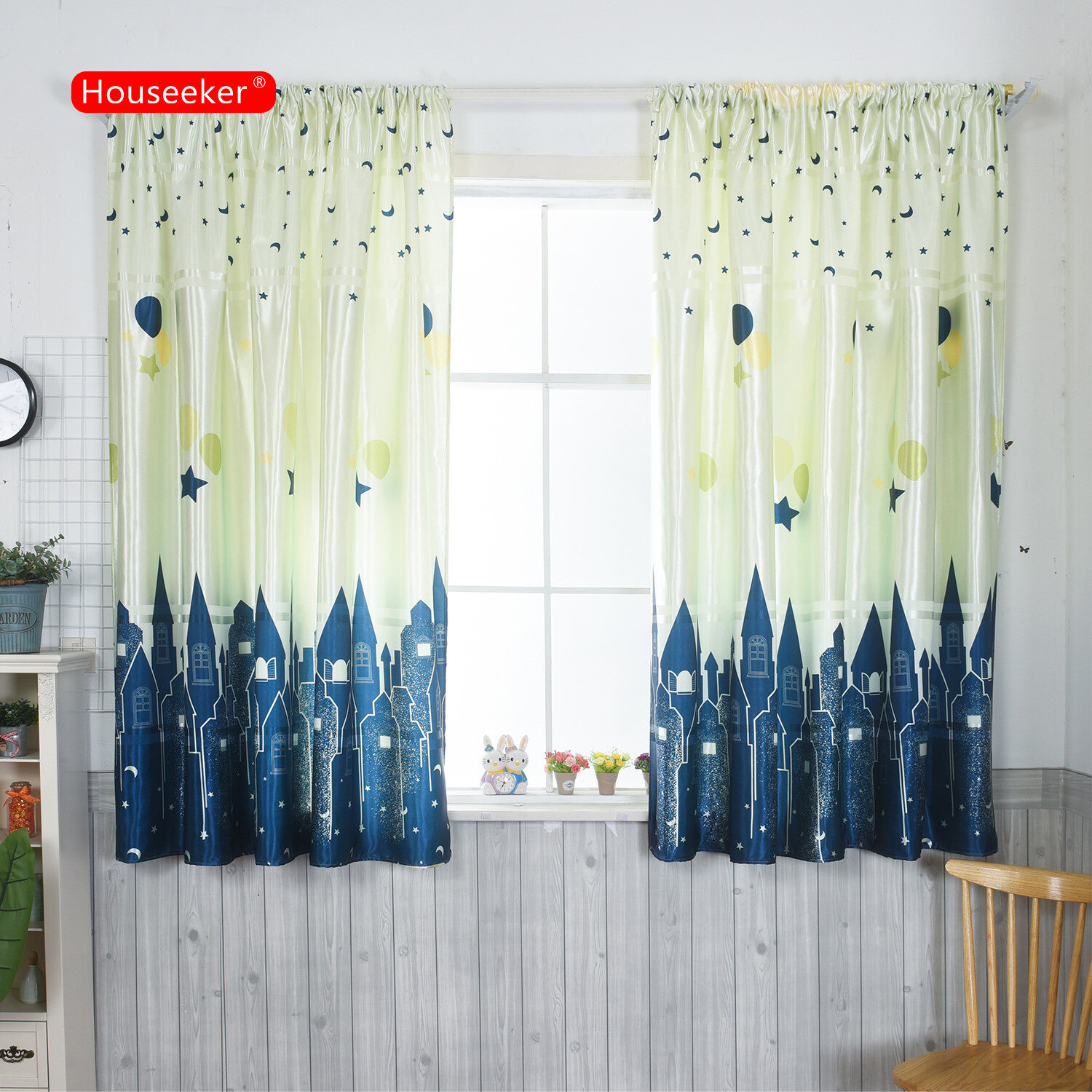 Houseeker Rèm Cửa Sổ Làm Sẵn 1X2M/1.5X2M Rèm Che Nắng Hoạt Hình, Rèm Chắn Sáng Rèm Cửa Sổ Đục Lỗ Hoàn Thiện Chống Nắng