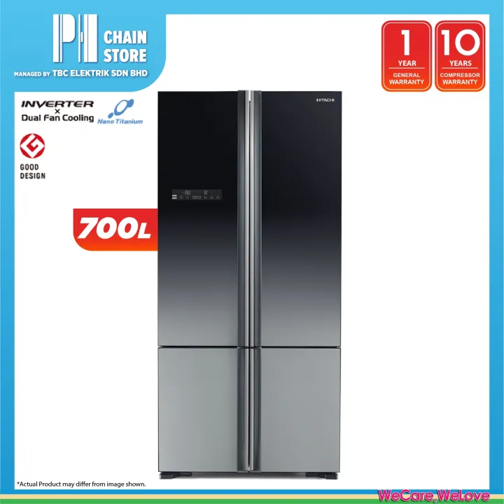 Hitachi R Wb850p5m Xgr 700l Bottom Freezer 4 Door Fridge Refrigerator Gradation Gray Courier Service Lazada