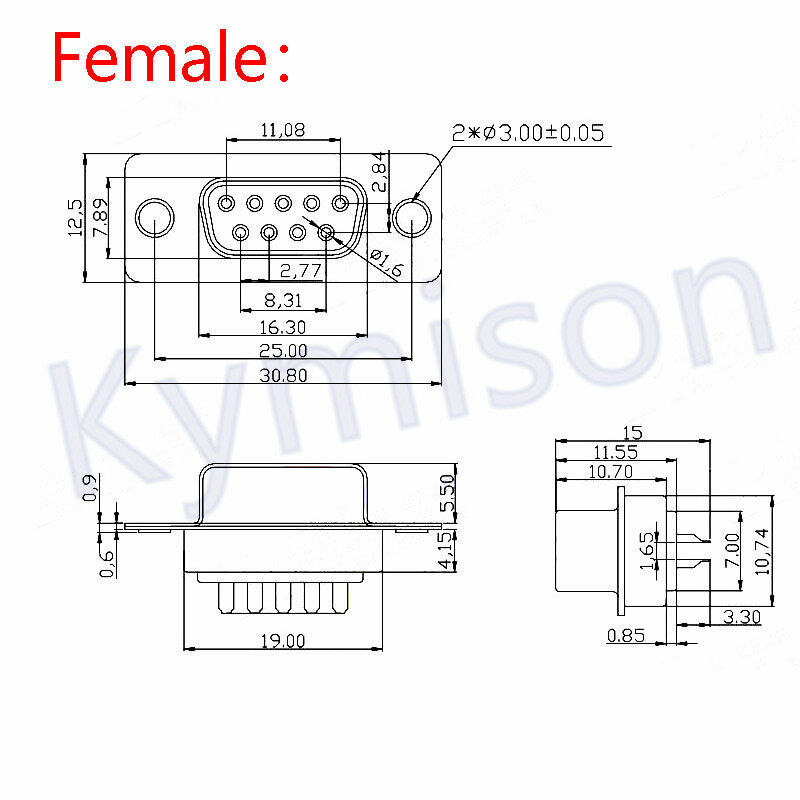 10 Bộ RS232 cổng nối tiếp song song DB9 2-Hàng 9 pin D Sub 10pcs nam/nữ đầu nối hàn + 10pcs vỏ nhựa Bìa