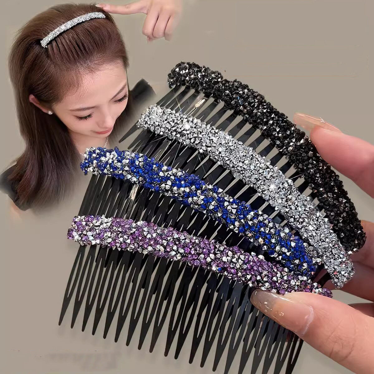 Shiny Hair Combs Plastic Hairpin Elegant Women Fashion Rhinestone Hair Clips For Women Hair Accessories