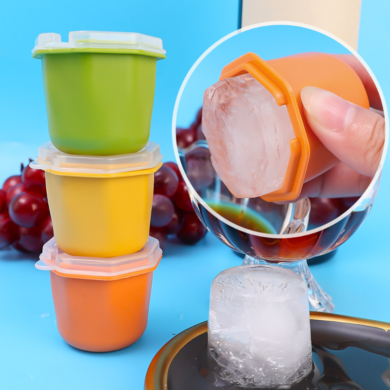 3 Colors Ice Cube Tray Mold Silicone Ice Cube Maker Ice Shape with Lid