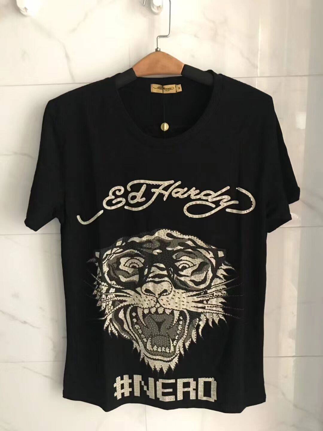 Men brand Ed Hardy Rhinestone Tiger cotton short sleeve T-shirts cool shirts Tee