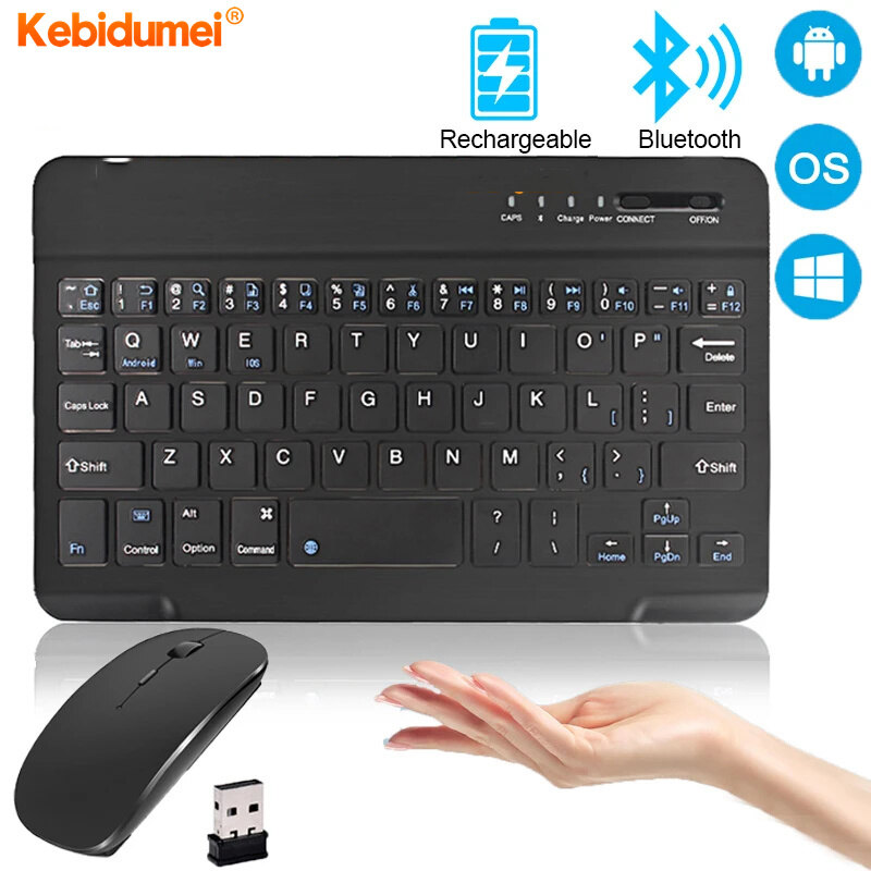 Kebidumei Bàn Phím Không Dây Bàn Phím Bluetooth Bàn Phím Máy Tính Bảng Có Thể Sạc Lại Cho Điện Thoại Hỗ Trợ Android Windows