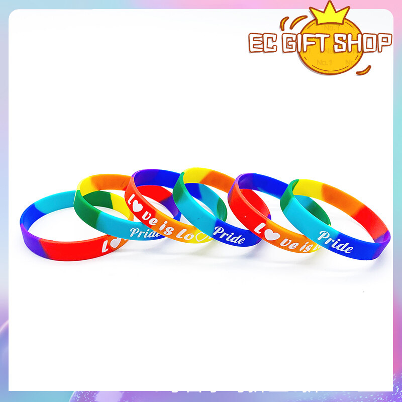 Love Is Love, Rainbow Silicone Bracelet, Pride Bracelets, Colorful Rubber Wristband ecgift