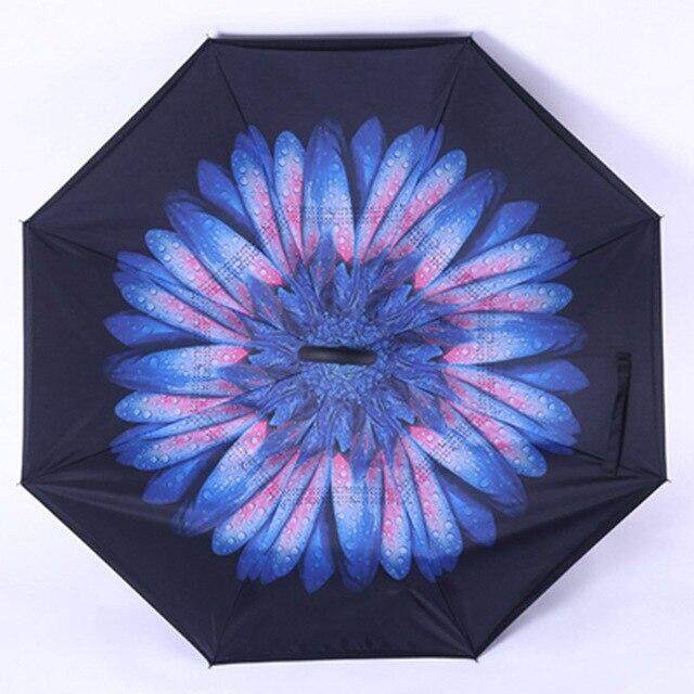 Fancytime inversa paraguas de la lluvia para las mujeres plegables doble capas para los hombres de soporte de las mujeres paraguas invertido a prueba de viento paraguas,901