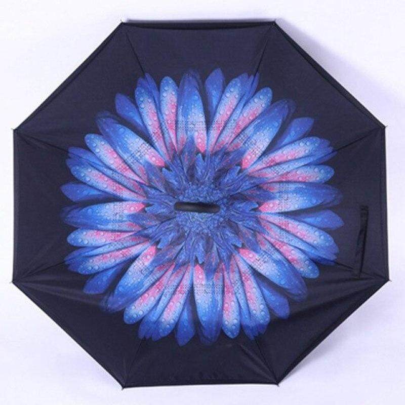 Fancytime inversa paraguas de la lluvia para las mujeres plegables doble capas para los hombres de soporte de las mujeres paraguas invertido a prueba de viento paraguas,901