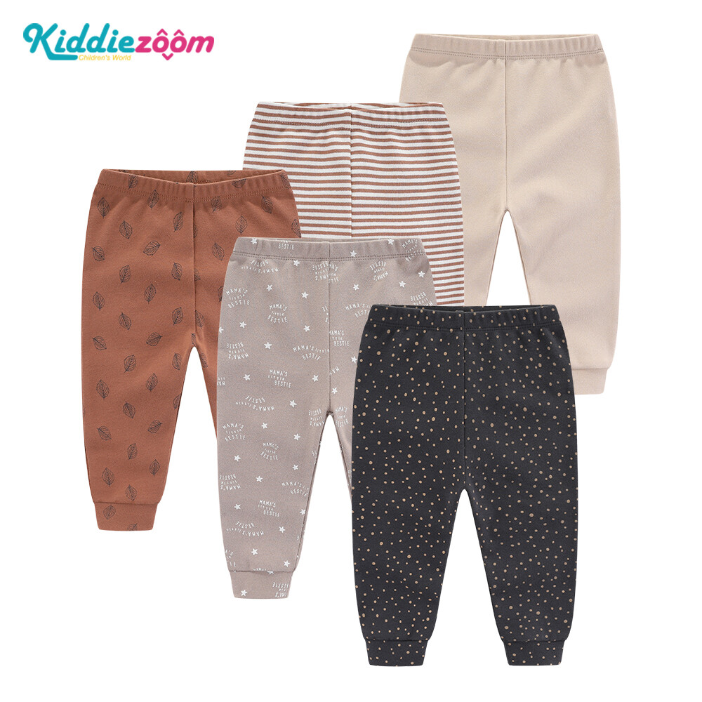 Kiddiezoom 100% Cotton Baby Pants 5PCS Long legged Newborn Trouser
