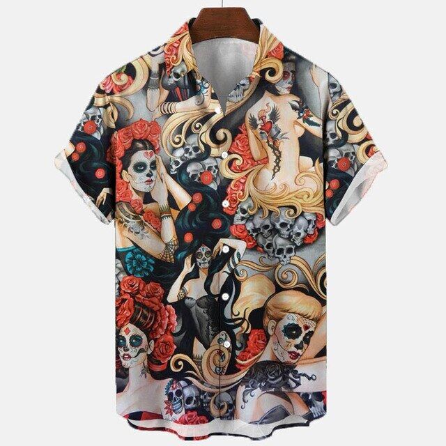 2024 Japanese Tattoo Hawaiian Men'S Shirt 3D Printed Japanese Style Shirts For Men Vintage Tops Tee Shirt Man Clothes Harajuku Camisa 👔👔