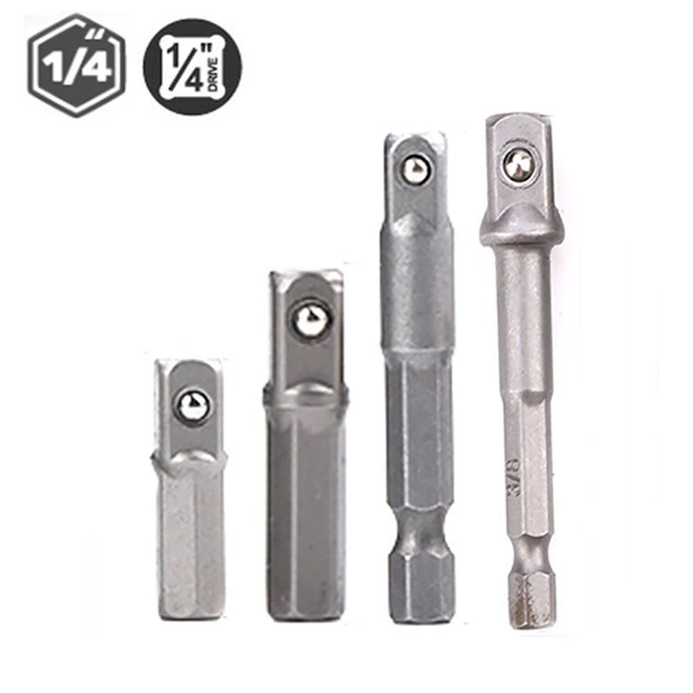 1/4" Socket Adapter Adapter Chrome Vanadium Steel Driver For Impact Driver Hex Shank To Square Socket Extension