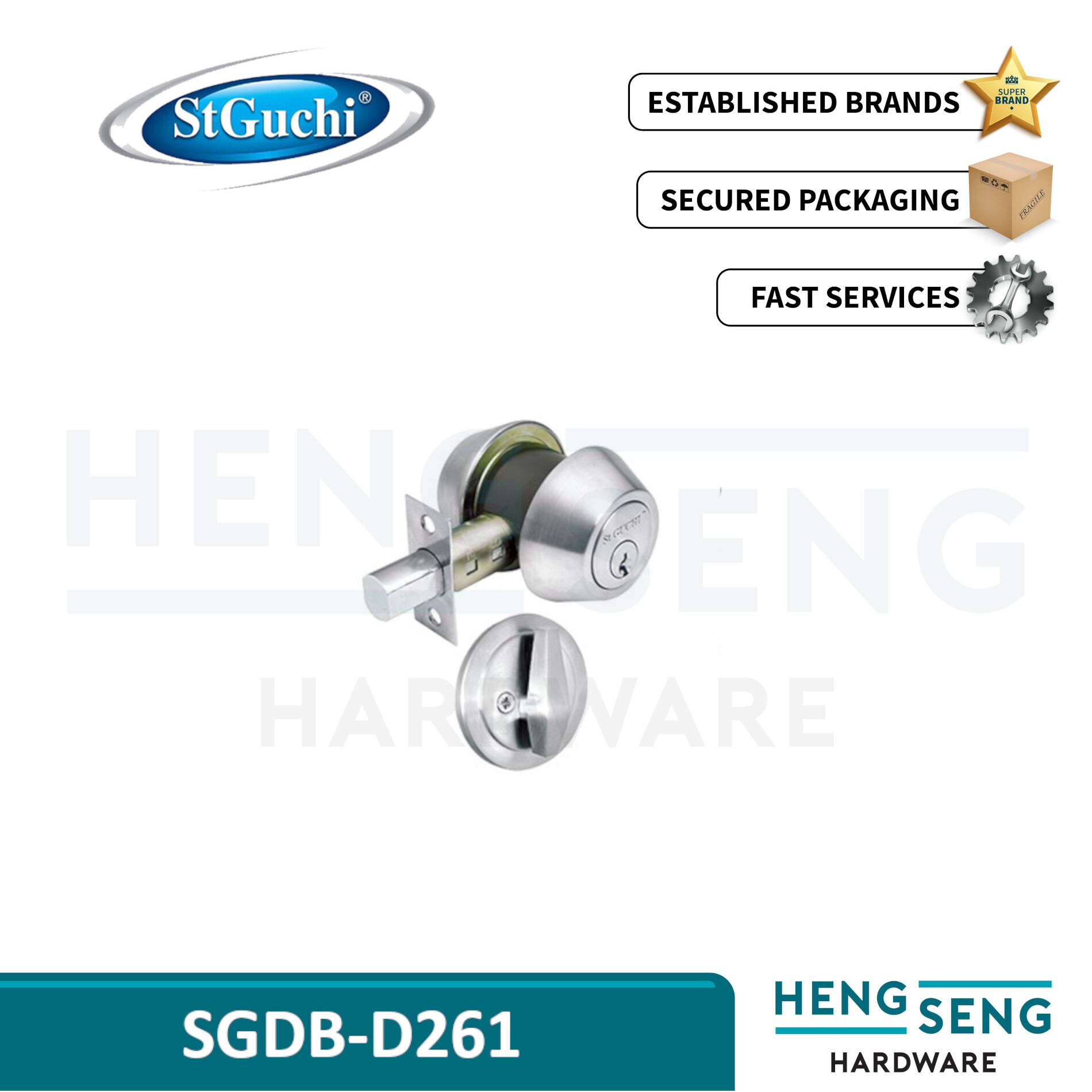 St Guchi Sgdb D261 Ss Thumbturn And Key Deadbolt Locks Stainless Steel Lazada 9867