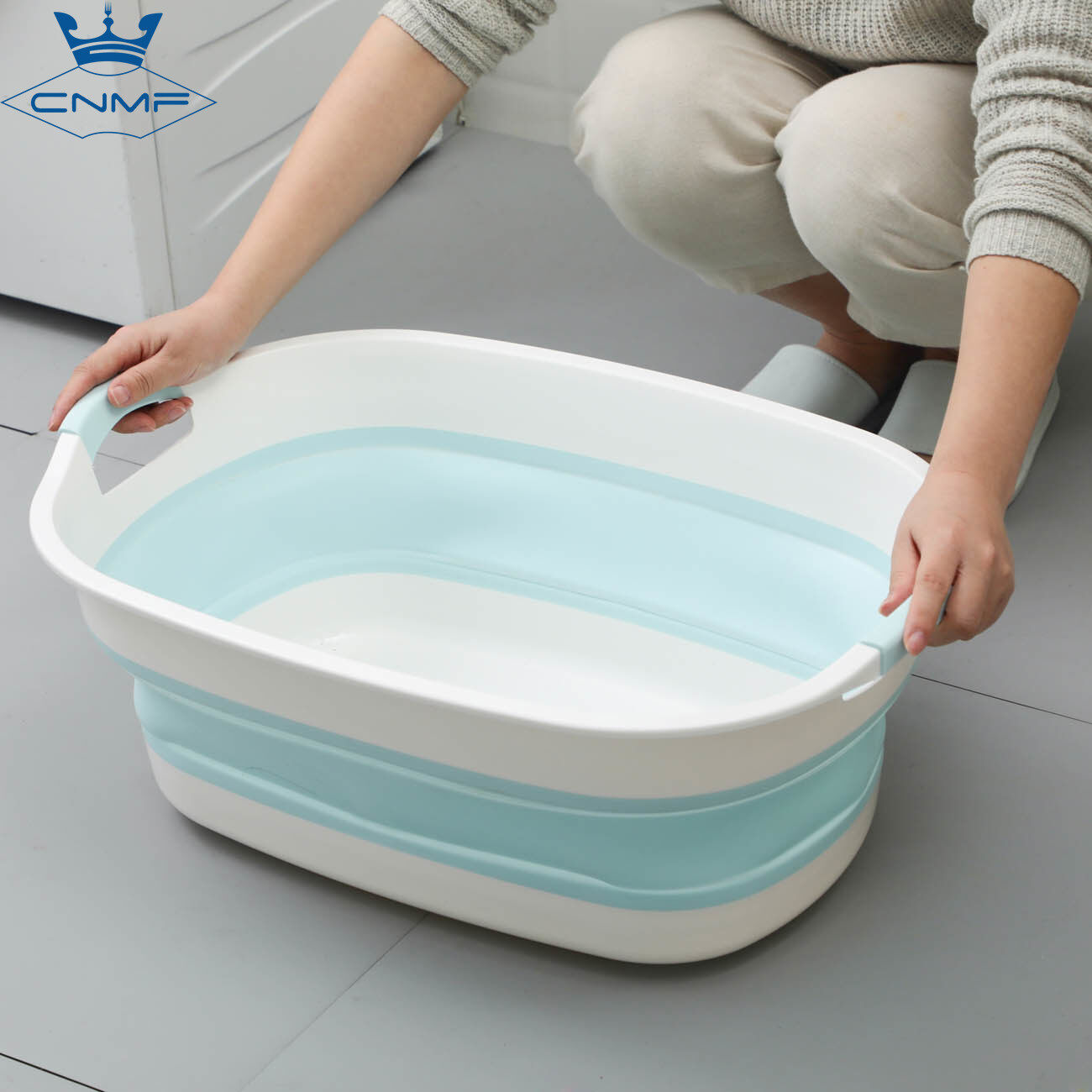 CNMF Foldable Laundry Tub Extra Large Baby Bath Tub Household Rectangular Plastic Foot Basin