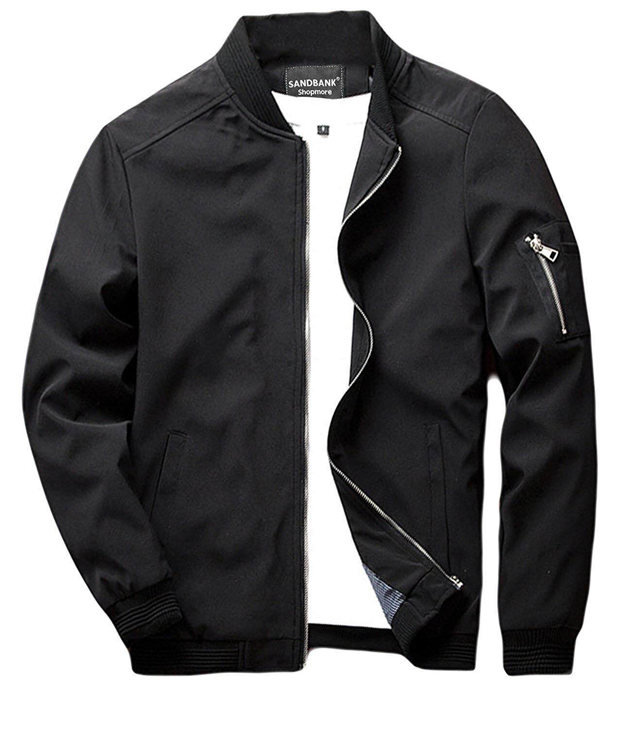 DISHANG Men's Softshell Jacket Full Zip Lightweight Casual Wear Outdoor Bomber Jacket 