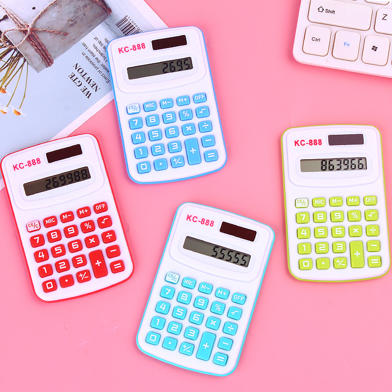 1 Piece Mini Portable Calculator Random Color Cartoon Small Computer Portable Student Calculator