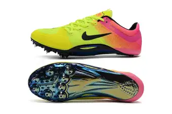 nike yellow and pink spikes