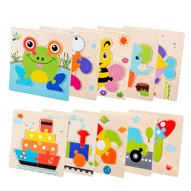 Baby Toys Wooden 3d Puzzle Tangram Shapes Learning Cartoon Animal ...