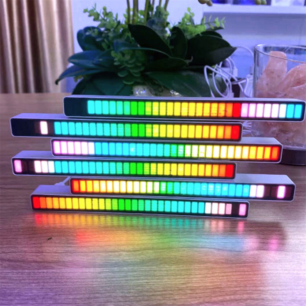 Cuguu 【ready stocked】multicolor sound control light USB/rechargeable battery app control 32 led computer car activated audio sensor strip lights