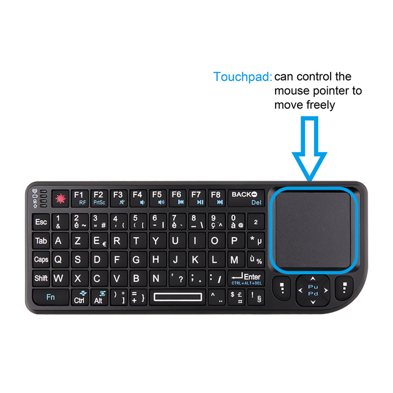 Máy Tính Xách Tay Mini 2.4G RF Bàn Phím Không Dây Bàn Phím Tiếng Anh Bàn Di Chuột Đèn Nền Chuột Cho PC