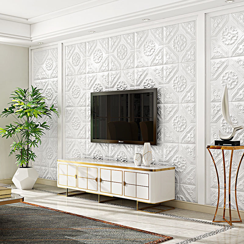 【TaroBall】Large 70cm 3D Self-Adhesive Waterproof Foam Wall Stickers Stereo Pattern Background Soft WallPaper Ceiling Sticker Home Decor Collision Avoidance Room Wall Decoration
