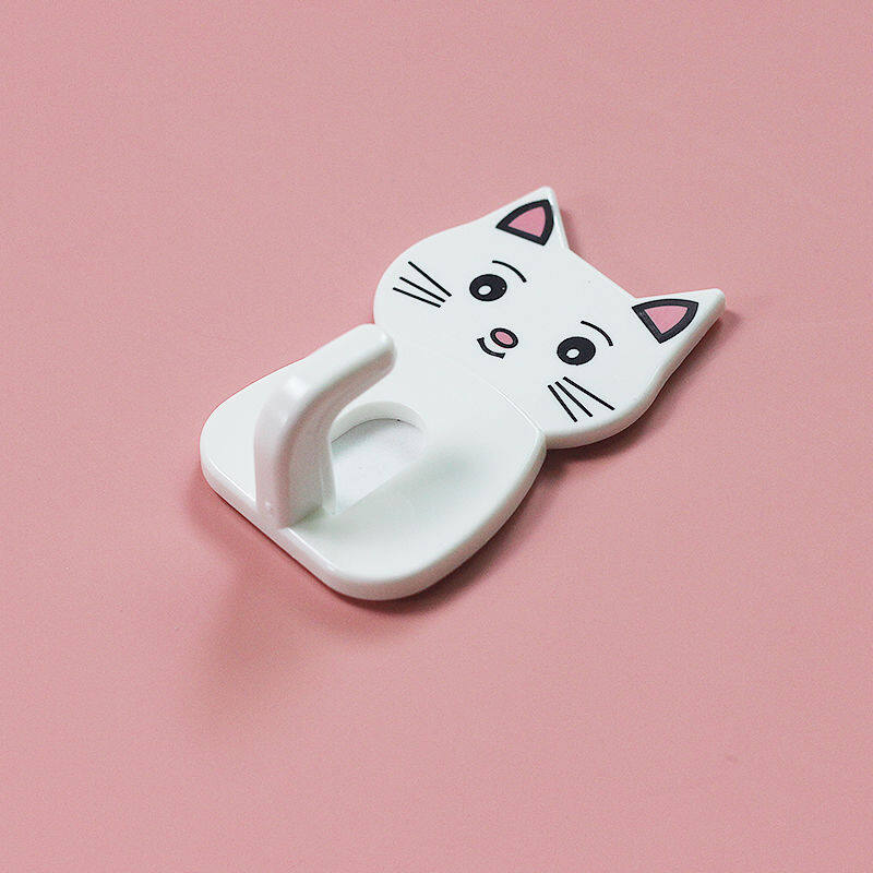 Cute Creative Cartoon Cat Door Hooks Durable For Kitchen Spoon Sundries Hanger Bathroon Towel Hook Self Adhesive Wall Key Organizes Decor Hooks