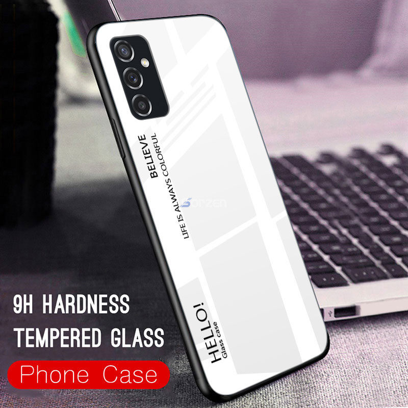 Đối với Samsung Galaxy M52 5G Vỏ bằng kính cường lực Gradient chống va đập Vỏ bảo vệ toàn diện Mặt sau