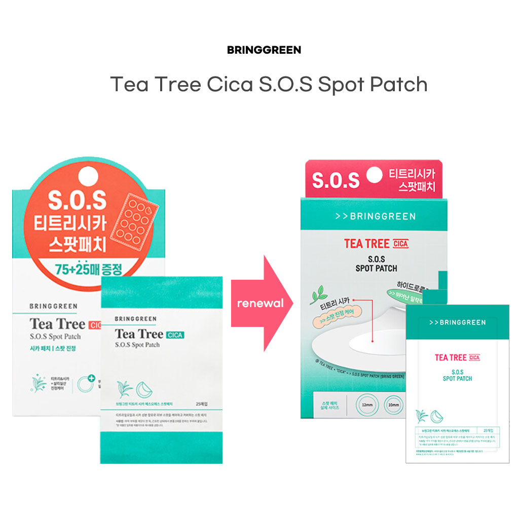 【BRING Green】cây Trà CICA S.O.S. Miếng Dán Điểm 75 + 25 Miếng/K-beauty