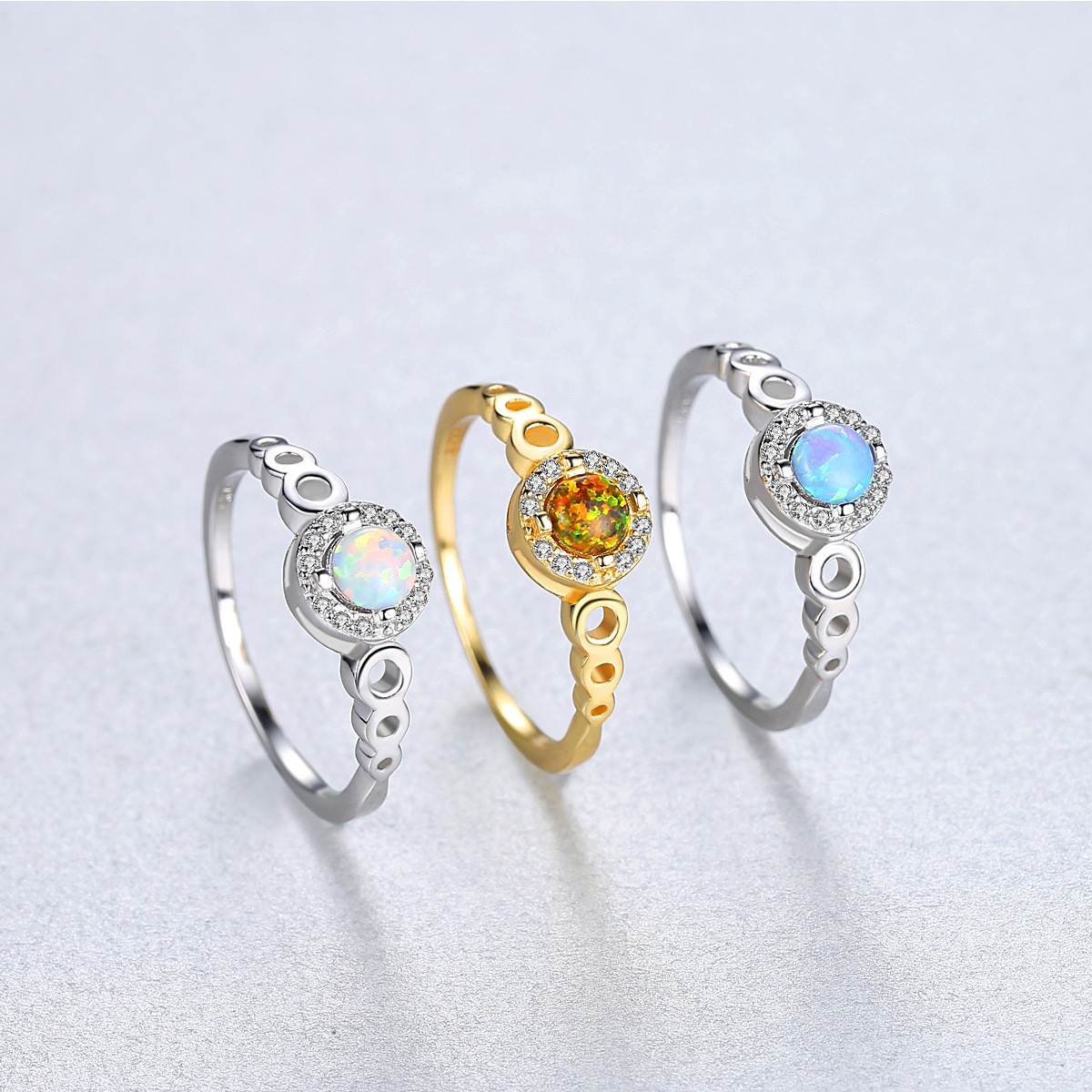 Bestone Nhẫn Opal 925 Bạc Opal Nhẫn Thời Trang Cho Nữ