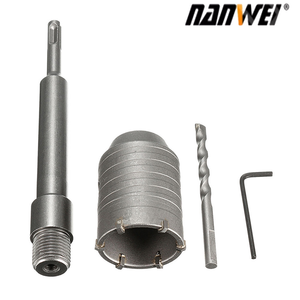 Nanwei sds plus shank concrete cement stone 50mm wall hole saw drill bit 200mm rod new