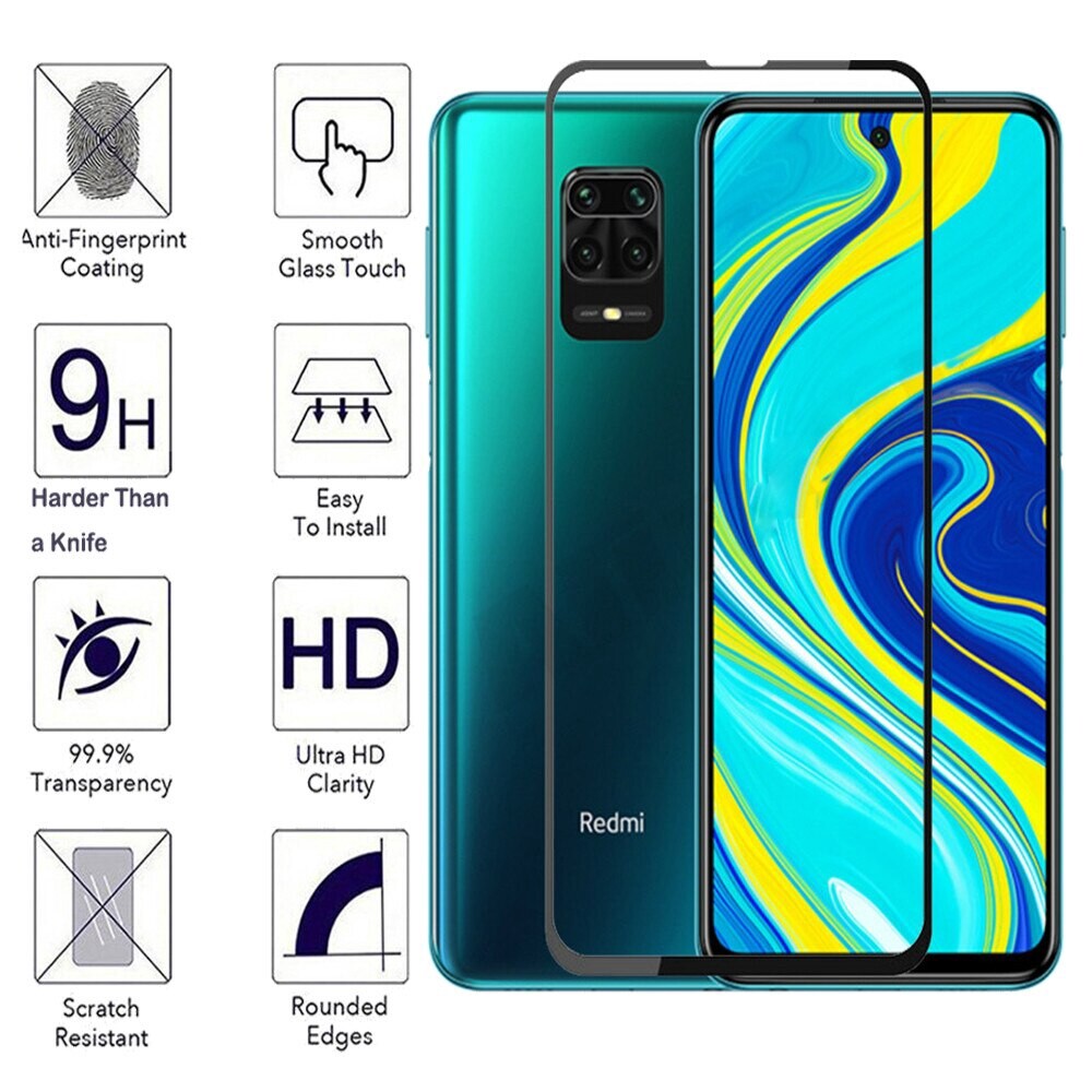2PCS Full Glass Protector Xiaomi Redmi Note 9s Screen 9D Tempered Glass Phone Protector Protective Film Xiaomi Red mi Note 9 S Glass