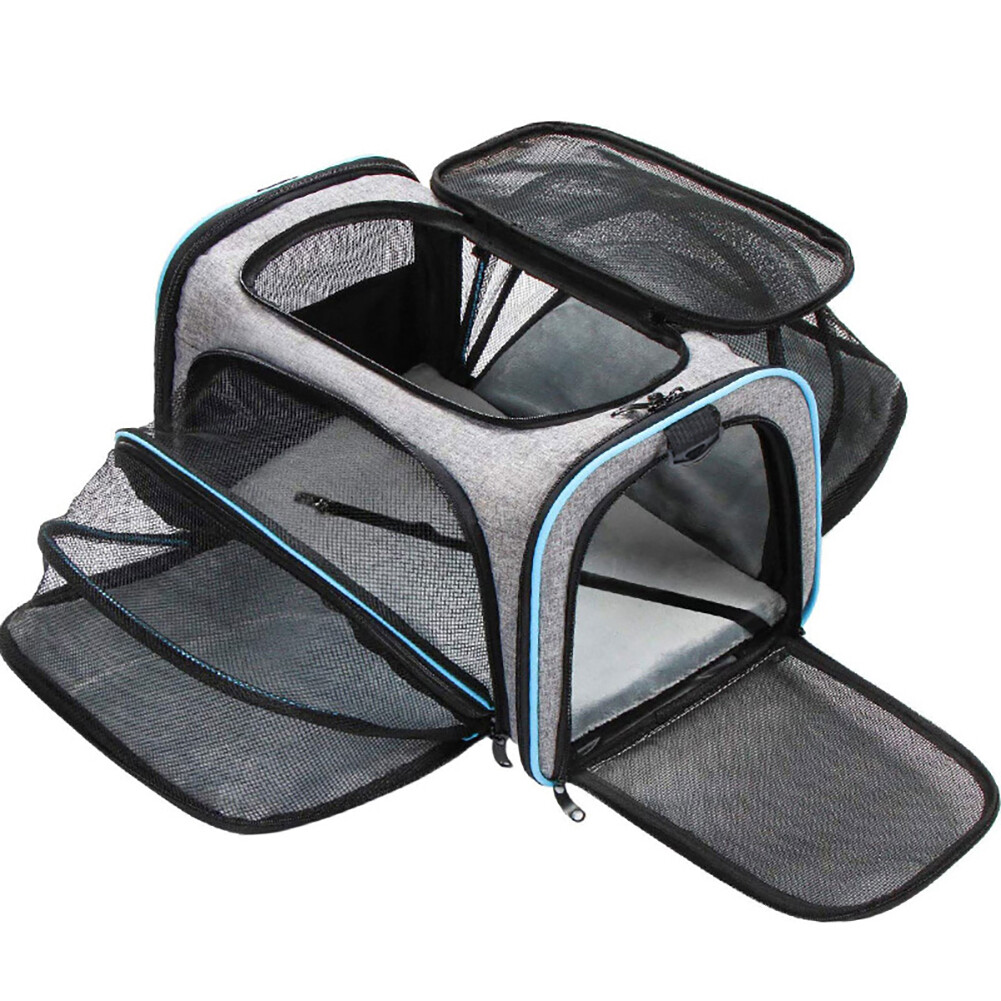 Expandable Foldable Pet Carrier Airline Approved Soft Expanded Bag Dog Backpack Cat Travel Bag 5 Open Doors Reflective Tapes Slings Tote for Small Animals Carrier for Cats Pets