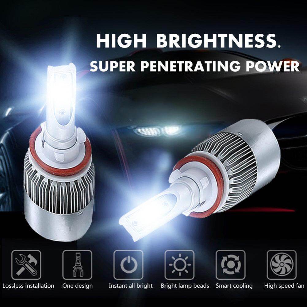 2Pcs H8 H9 H11 1200W 6000K Super Bright LED Light Car Vehicle Headlight Bulb