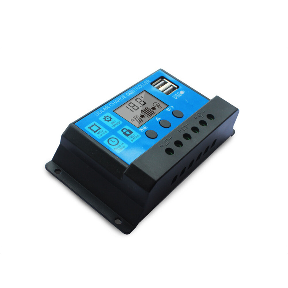 100A Solar Charge Controller, Upgraded Solar Panel USB Port Solar Panel Battery Intelligent Regulator, Multi-Function Adjustable LCD Display Street Light Controller