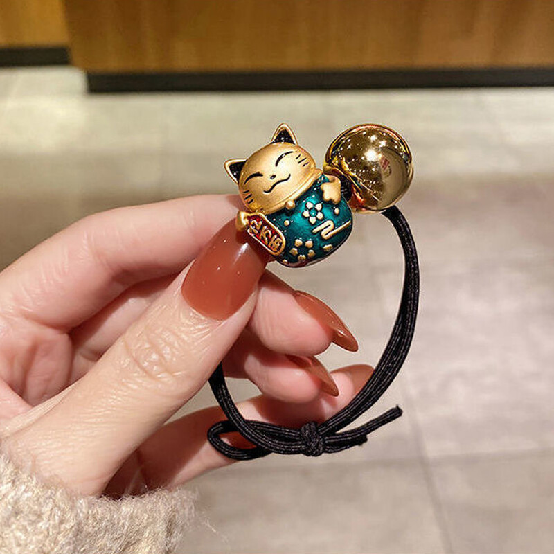 Cute Lucky Cat Rubber Bands for Women Elastic Hair Bands Korean Headwear Children for Girls Lovely Hair Accessories Ornaments