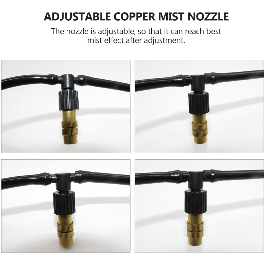 Adjustable Copper Misting Nozzle w/ 4/7mm Plastic Tee Connector Brass Watering Irrigation Sprinkler Cooling Nozzle 1pc
