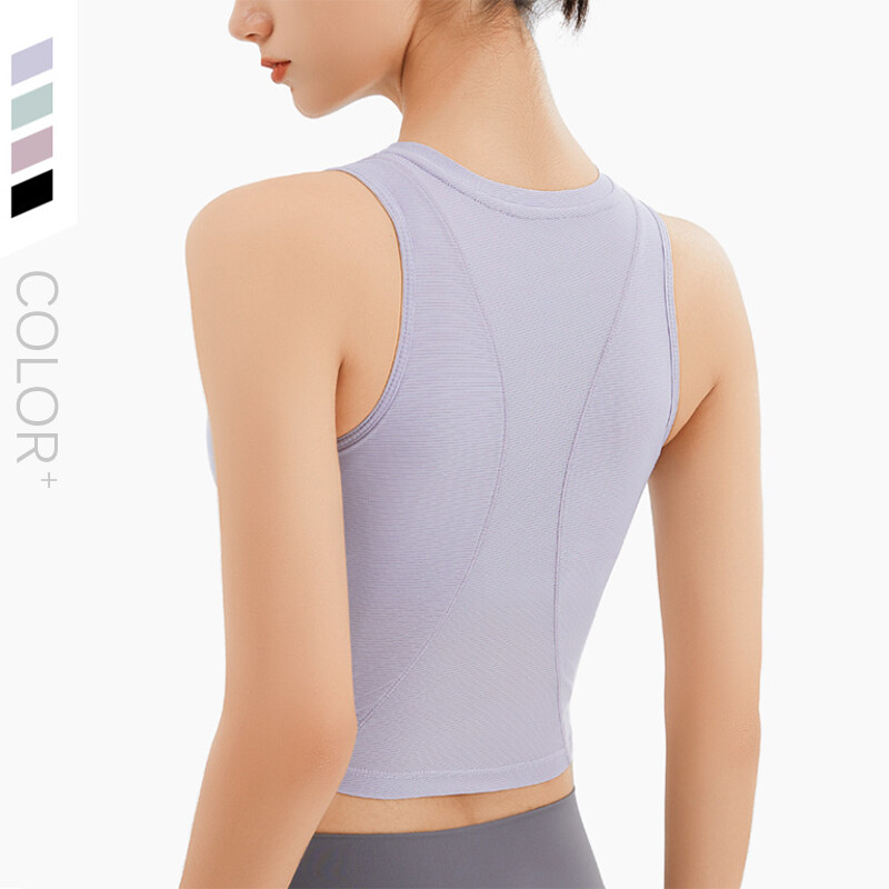 SUPERFLOWER Damen Yoga-Weste, hautfreundlich, atmungsaktiv, ärmellos, Sport-T-Shirt, bauchfreie Tops, Fiess-Top mit Brustpolstern_voghion.com