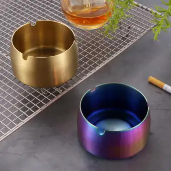 Outflety Stainless Steel Ashtray Windproof Tabletop Ashtray