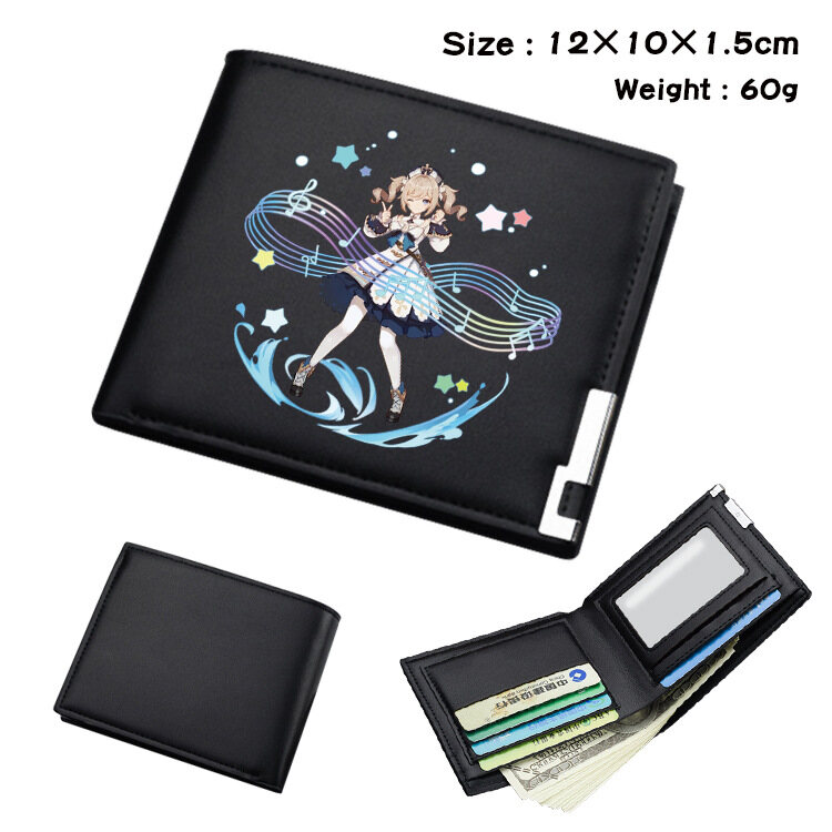 Genshin Impact Men's Women's Purse Cartoon Wallets Bifold Personalized PU Leather Wallet Card Holder Cartoon Coin Purse Anime Short Wallet Student