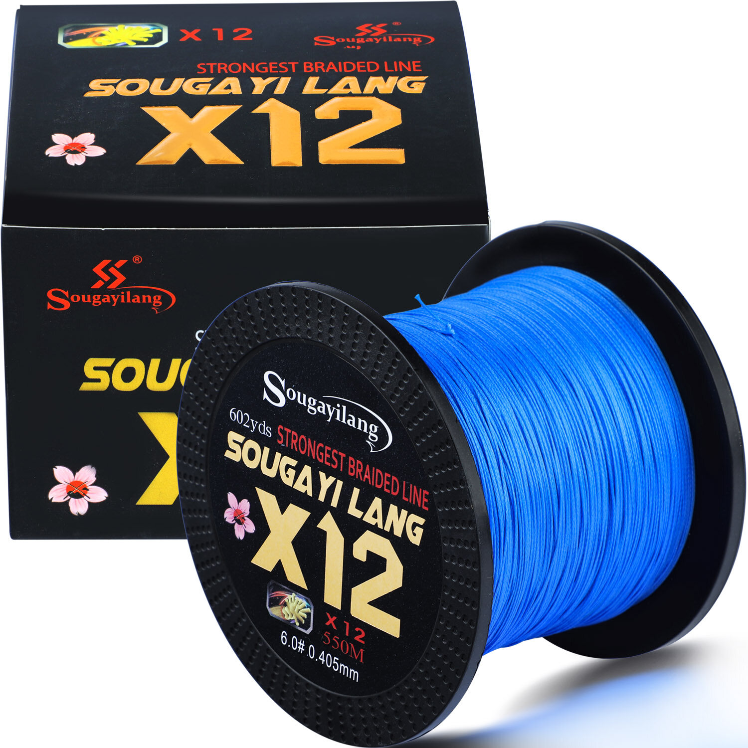 Sougayilang X12 Fishing Line 12 Strands Braided PE Line Super Strong Anti-corrosion Durable and Smooth Braided Fishing Line 20-103LBS