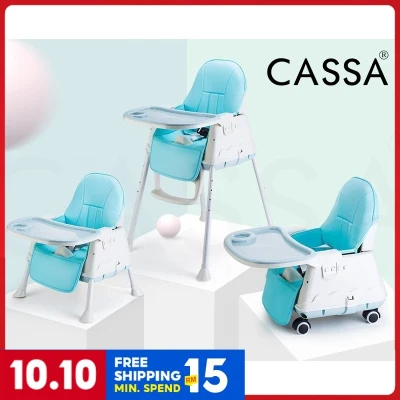 Cassa Children 3in1 Multipurpose Portable Dining Adjustable Pu Leather Cushion Baby Chair ( Free Wheel Rollers )