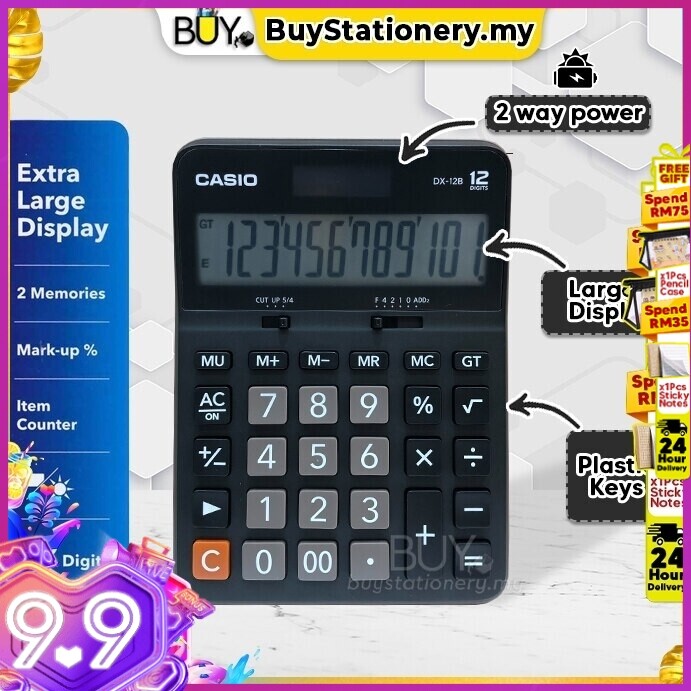 Casio Calculator DX 12B Kalkulator Counting Equipment (1s/Pcs