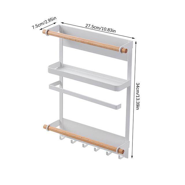 HF Fridge Paper Towel Roll Spice Rack Kitchen Storage Holder No Drill Hang Organizer For Bathroom