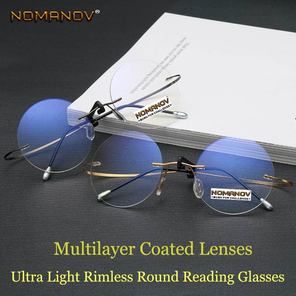 Black Silver Gold Round Reading Glasses Men Women Portable Rimless Ultra Light Frameless Frame Coated Lenses With Box +1 +1.5 +2 +2.5 +3 +3.5 +4