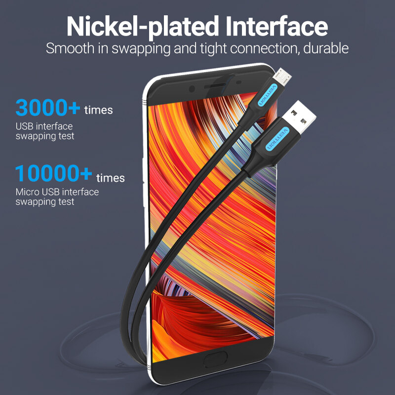 【COD】Vention Cáp Micro USB Cáp USB Sạc nhanh USB TO Micro USB cho Xiaomi Redmi Note 5 Pro Android Cáp dữ liệu điện thoại di động cho Samsung S7 Bộ sạc Micro Cáp USB Cáp sạc USB Cáp USB